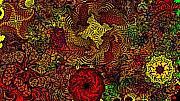 David Lane - Fantasy flowers woodcut